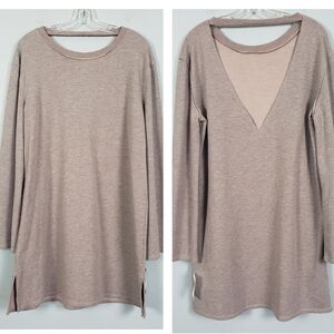 PST Project Social T Oversized Tunic Sweatshirt Back V Cutout Longline Sz S Pink